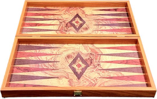 Handcrafted Backgammon Set Olive Burl Replica Wood Large 48x52cm (by Manopoulos) (TXL1PP) - 5200430704409 - Crystal Lotus
