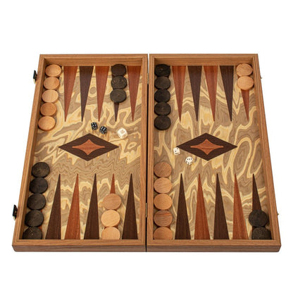 Handcrafted Backgammon Set Olive Burl with Olive Wood Checkers Large 48x52cm (by Manopoulos) - 5200430705741 - Crystal Lotus