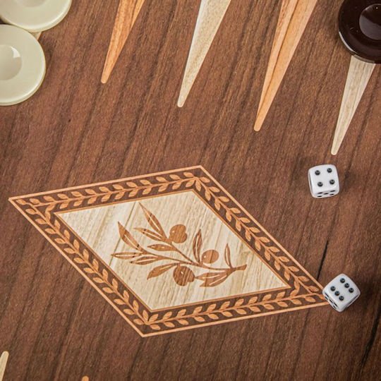 Handcrafted Backgammon Set Olive Print Small 30x30cm (by Manopoulos) (TSX4E) - 5200430704188 - Crystal Lotus