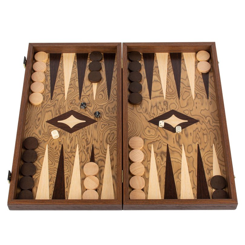 Handcrafted Backgammon Set Premium Walnut Burl Large 48x52cm (by Manopoulos) - 5200430705772 - Crystal Lotus