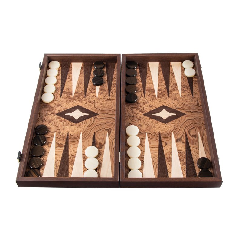 Handcrafted Backgammon Set Premium Walnut Burl Large 48x52cm (by Manopoulos) - 5250000000002 - Crystal Lotus