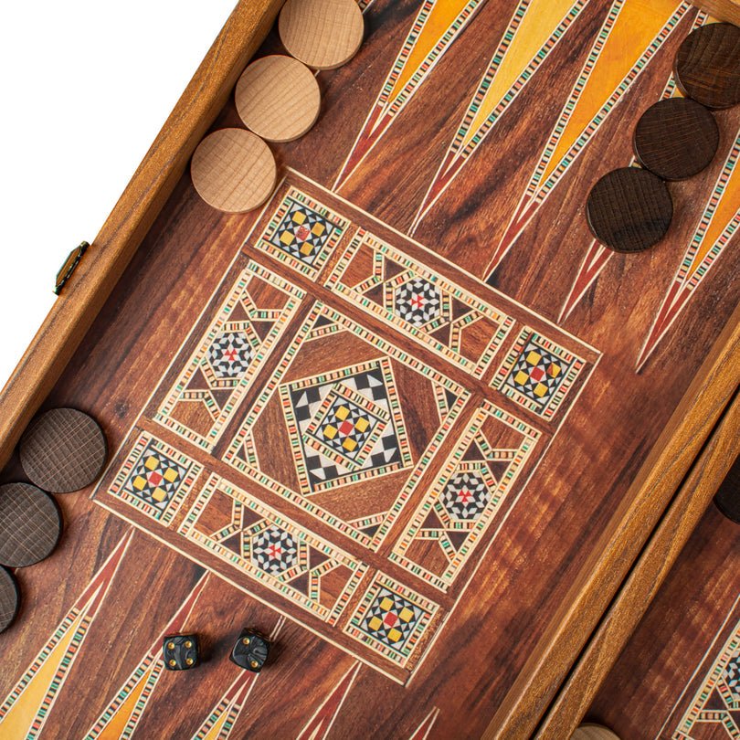 Handcrafted Backgammon Set Syrian Mural Print Small 24x24cm (by Manopoulos) - 5250000000010 - Crystal Lotus