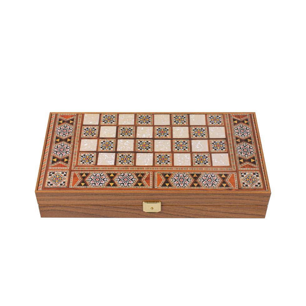 Handcrafted Backgammon Set Syrian Mural Print Small 24x24cm (by Manopoulos) (TSX4SY) - 5200430704256 - Crystal Lotus