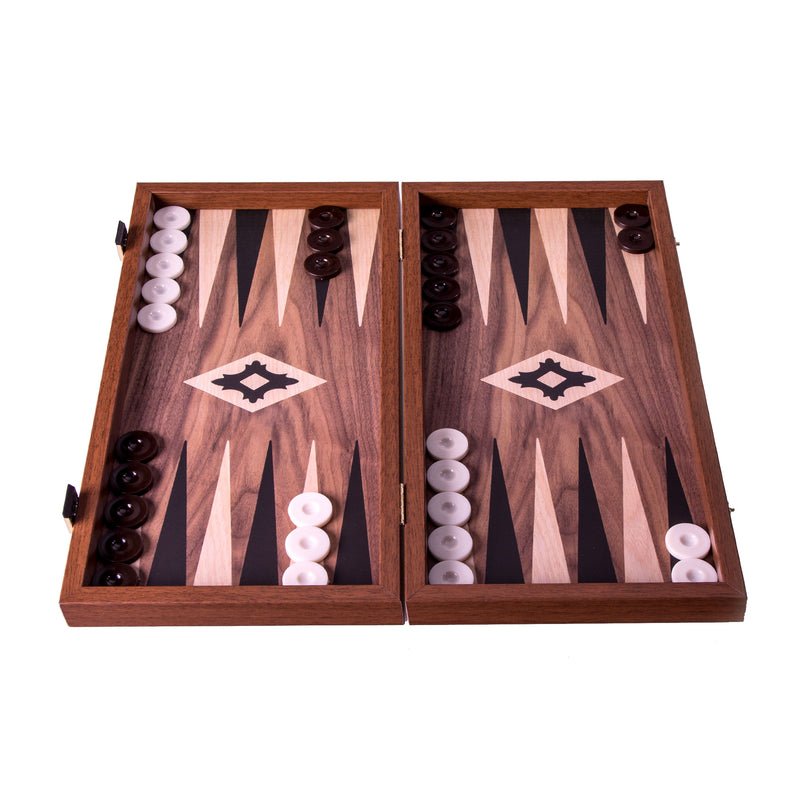 Handcrafted Backgammon Set Walnut Replica Wood Large 48x52cm (by Manopoulos) - 5250000000012 - Crystal Lotus
