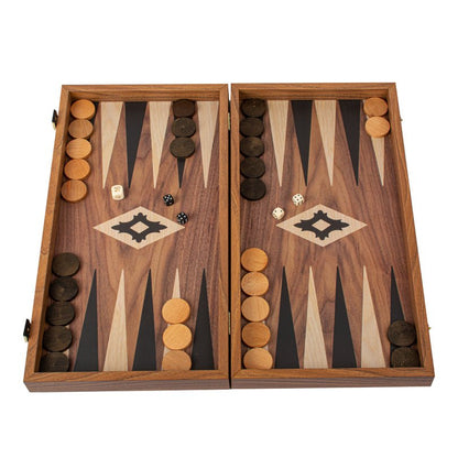 Handcrafted Backgammon Set Walnut Replica Wood Large 48x52cm (by Manopoulos) - 5200430704324 - Crystal Lotus