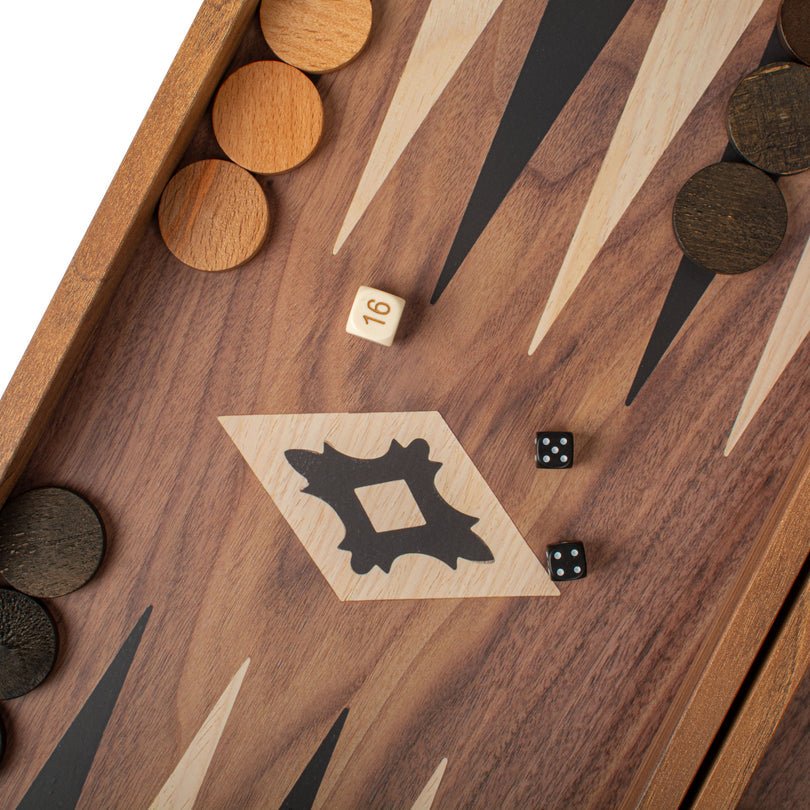 Handcrafted Backgammon Set Walnut Replica Wood Large 48x52cm (by Manopoulos) - 5200430704324 - Crystal Lotus