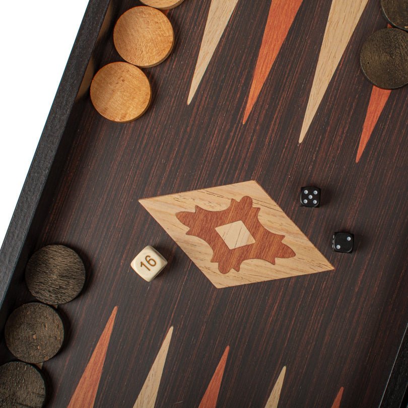 Handcrafted Backgammon Set Wenge Replica Wood Large 48x52cm (by Manopoulos) - 5200430704287 - Crystal Lotus