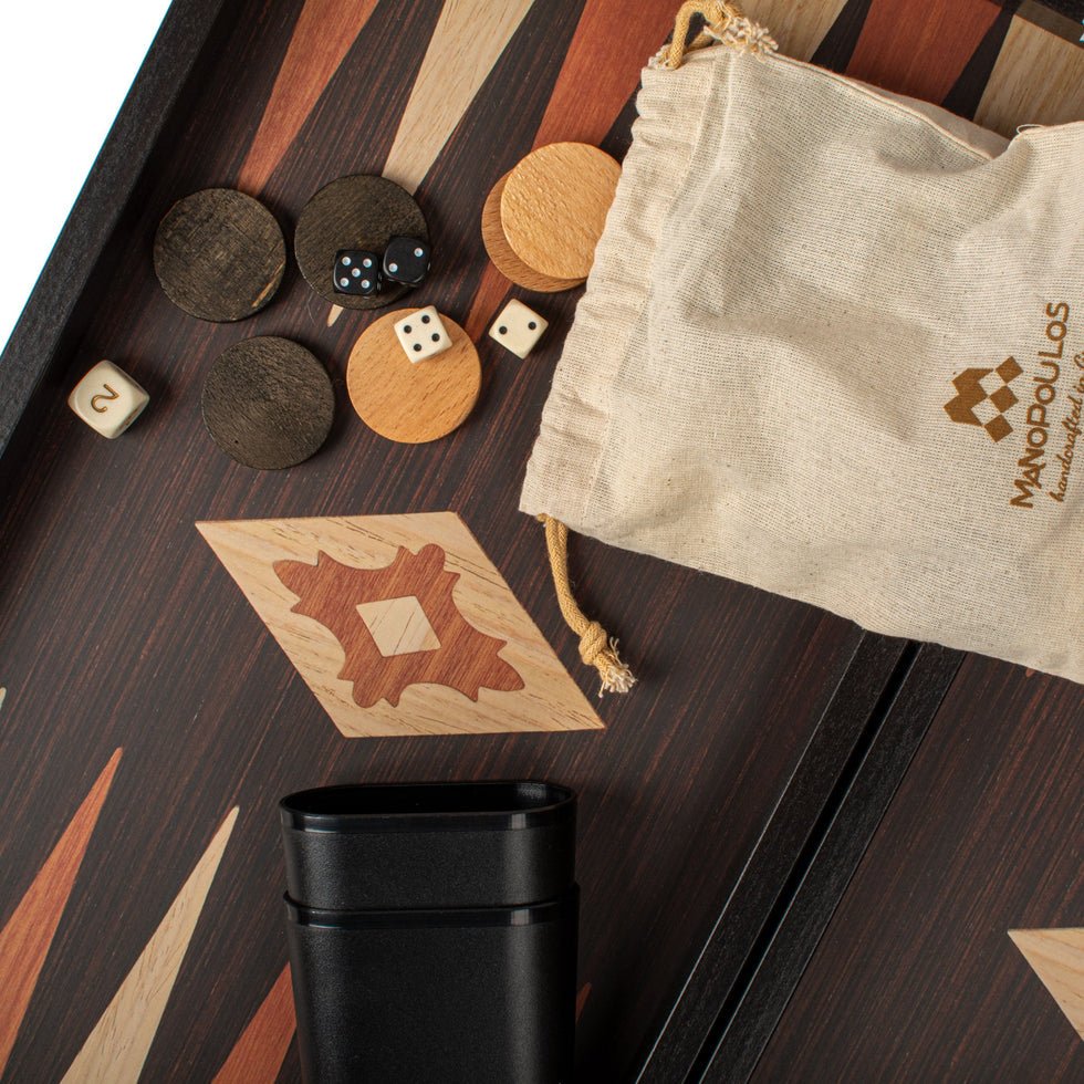 Handcrafted Backgammon Set Wenge Replica Wood Large 48x52cm (by Manopoulos) (TXL1VV) - 5200430704287 - Crystal Lotus