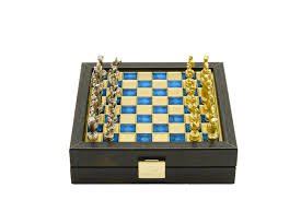Handcrafted Greek Mythology Chess Set in Wooden Case – Gold &amp; Silver Chessmen (Small Size) (by Manopoulos) - 5250000000032 - Crystal Lotus