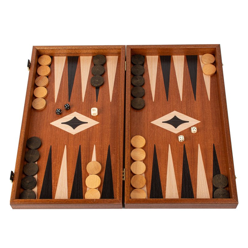 Handcrafted Mahogany 3 - in - 1 Chess, Backgammon, and Checkers Set - Elegant Marquetry Design 48 x 52cm (by Manopoulos) - 5250000000054 - Crystal Lotus