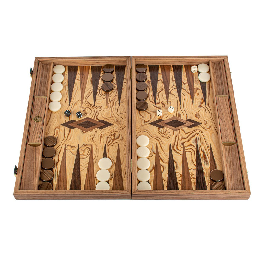 Handcrafted Olive Burl Replica Wood Backgammon Set with Side Racks 48x60cm (by Manopoulos) - 5250000000040 - Crystal Lotus