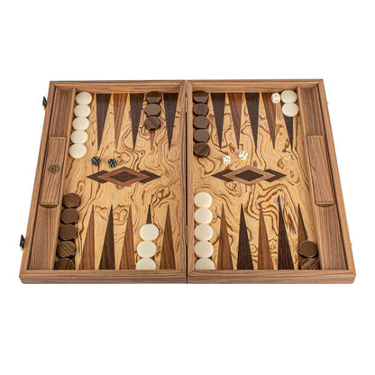 Handcrafted Olive Burl Replica Wood Backgammon Set with Side Racks 48x60cm (by Manopoulos) - 5250000000040 - Crystal Lotus