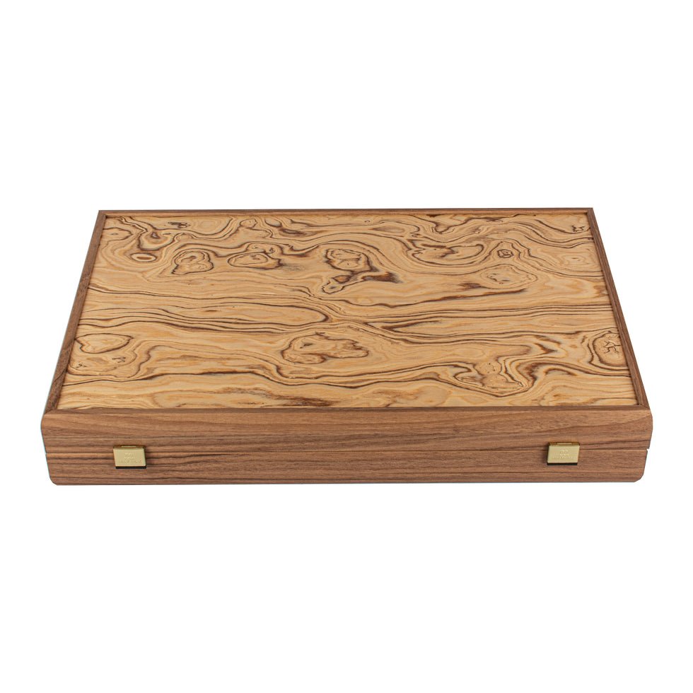 Handcrafted Olive Burl Replica Wood Backgammon Set with Side Racks 48x60cm (by Manopoulos) - 5250000000040 - Crystal Lotus
