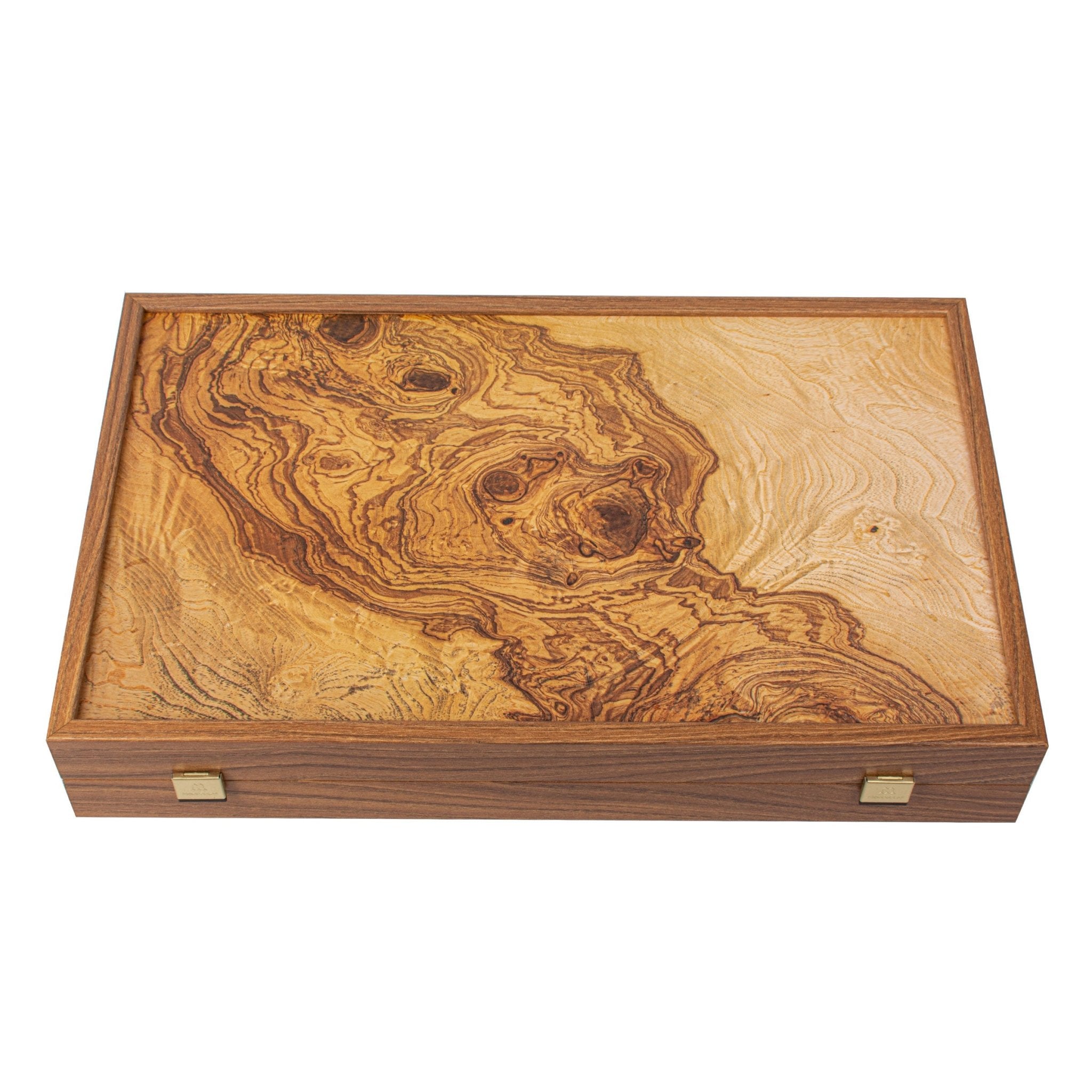 Handcrafted Olive Burl Replica Wood Backgammon Set with Side Racks 48x60cm (by Manopoulos) - 5250000000040 - Crystal Lotus
