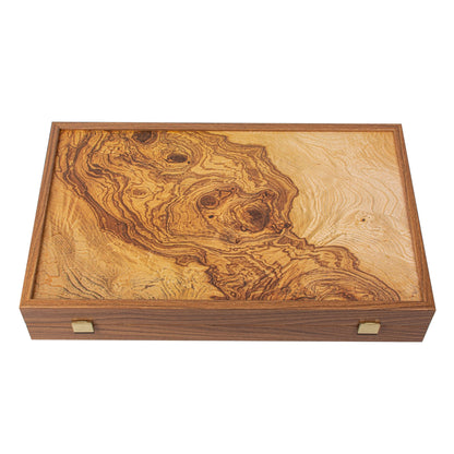 Handcrafted Olive Burl Replica Wood Backgammon Set with Side Racks 48x60cm (by Manopoulos) - 5250000000040 - Crystal Lotus