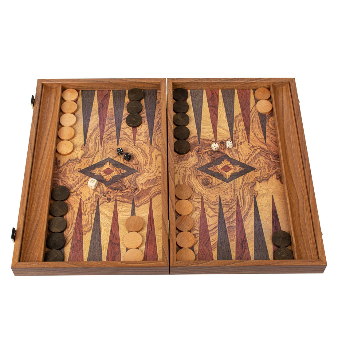 Handcrafted Olive Burl Replica Wood Backgammon Set with Side Racks 48x60cm (by Manopoulos) - 5250000000040 - Crystal Lotus