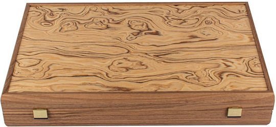 Handcrafted Olive Burl Replica Wood Backgammon Set with Side Racks 48x60cm (by Manopoulos) (BXL1PP) - 5200430704997 - Crystal Lotus