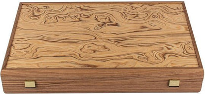 Handcrafted Olive Burl Replica Wood Backgammon Set with Side Racks 48x60cm (by Manopoulos) (BXL1PP) - 5200430704997 - Crystal Lotus
