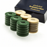 Handcrafted Premium Galalith Checkers in Green and Ivory (Large 36mm) (by Manopoulos) (PG1GRE) - 5200430703860 - Crystal Lotus