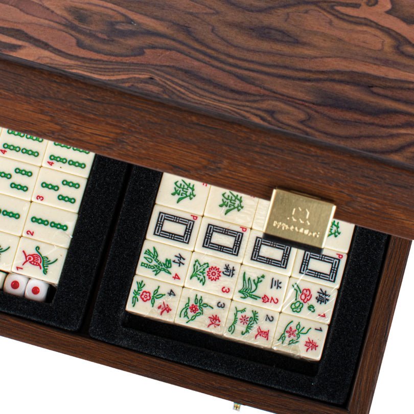 Handcrafted Premium Mahjong Tiles set in California Walnut Burl Case - 5200430701811 - Crystal Lotus