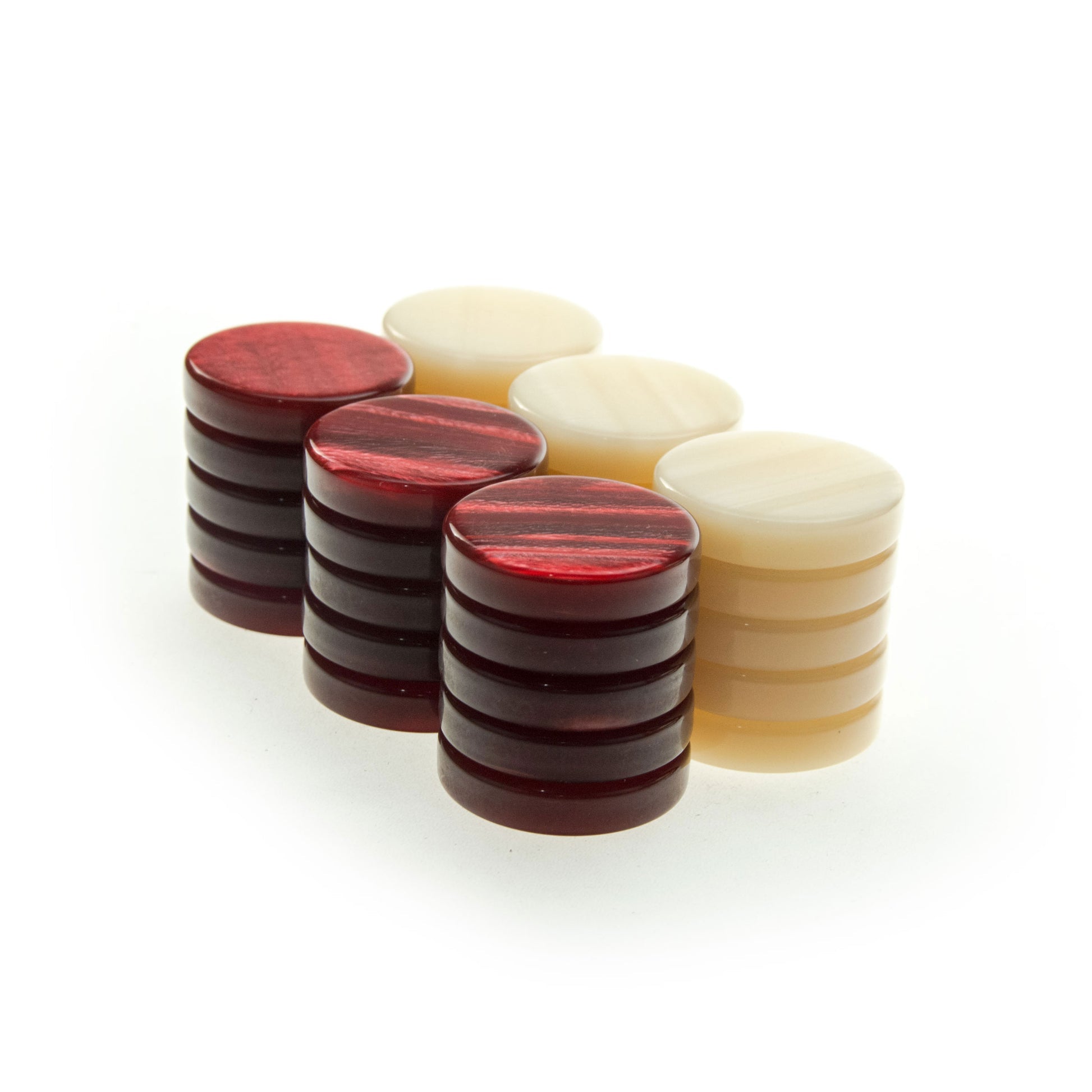 Handcrafted Premium Mother of Pearl Acrylic Checkers in Red and Ivory (Large Size 36mm) (by Manopoulos) - 5250000000072 - Crystal Lotus