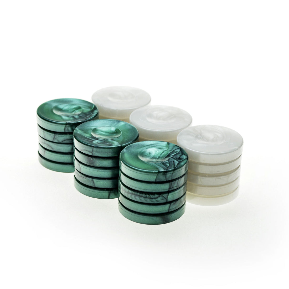 Handcrafted Premium Pearl Checkers in Green and Ivory Size Large 36mm (by Manopoulos) - 5250000000024 - Crystal Lotus
