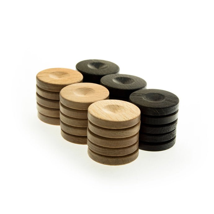 Handcrafted Premium Wooden Checkers in Dark Brown and Natural Wood (Large 36mm) (by Manopoulos) (PO1) - 5200430703537 - Crystal Lotus