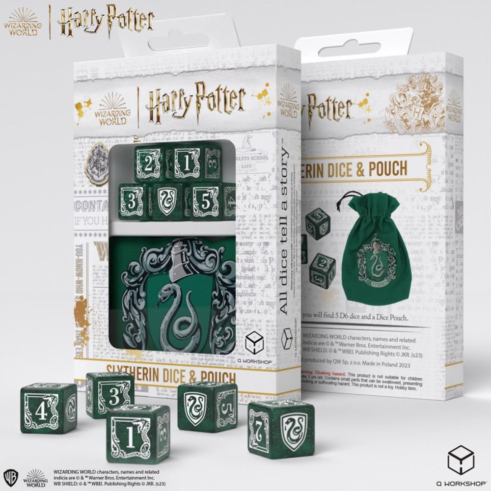 Harry Potter Dice Set Slytherin Dice &amp; Pouch Set (5) - 5907699496853 - CrystalLotus.eu