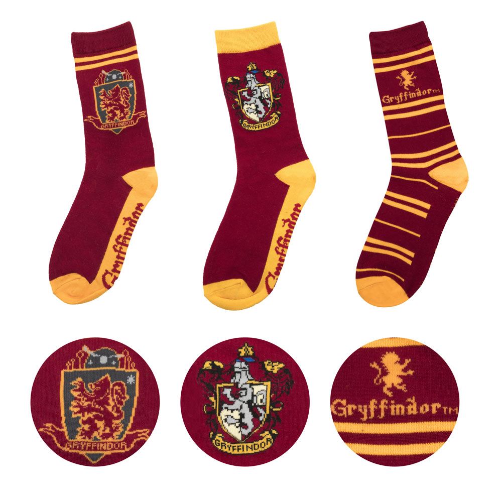 Harry Potter Socks 3 - Pack Gryffindor - 4895205602700 - CrystalLotus.eu