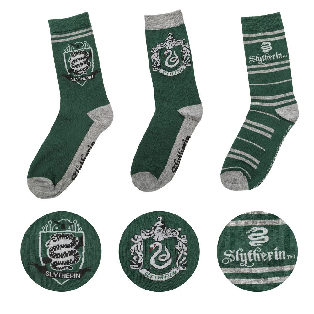 Harry Potter Socks 3 - Pack Slytherin - 4895205602717 - CrystalLotus.eu