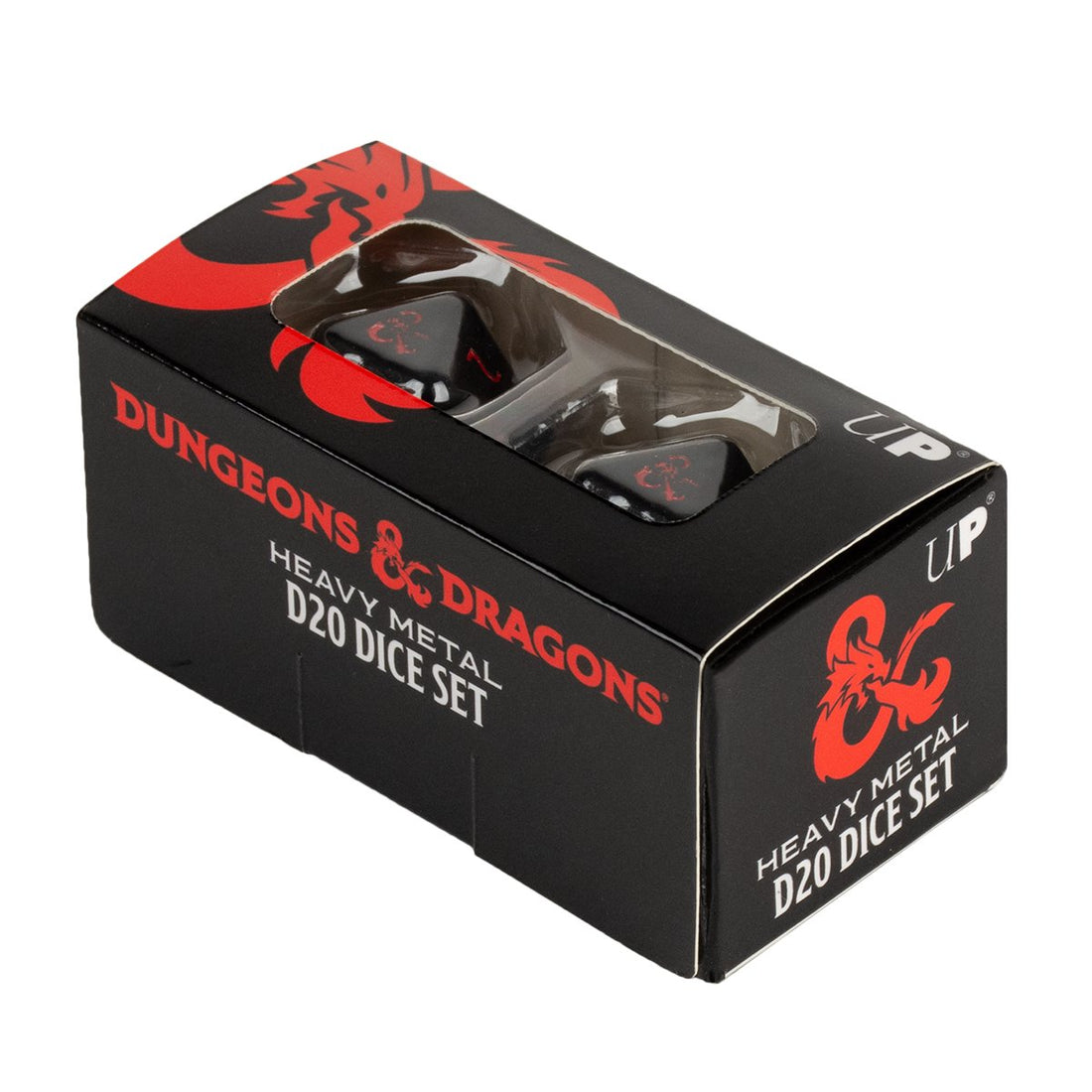 Heavy Metal Black and Red D20 Dice Set for Dungeons &amp; Dragons - 074427868550 - CrystalLotus.eu