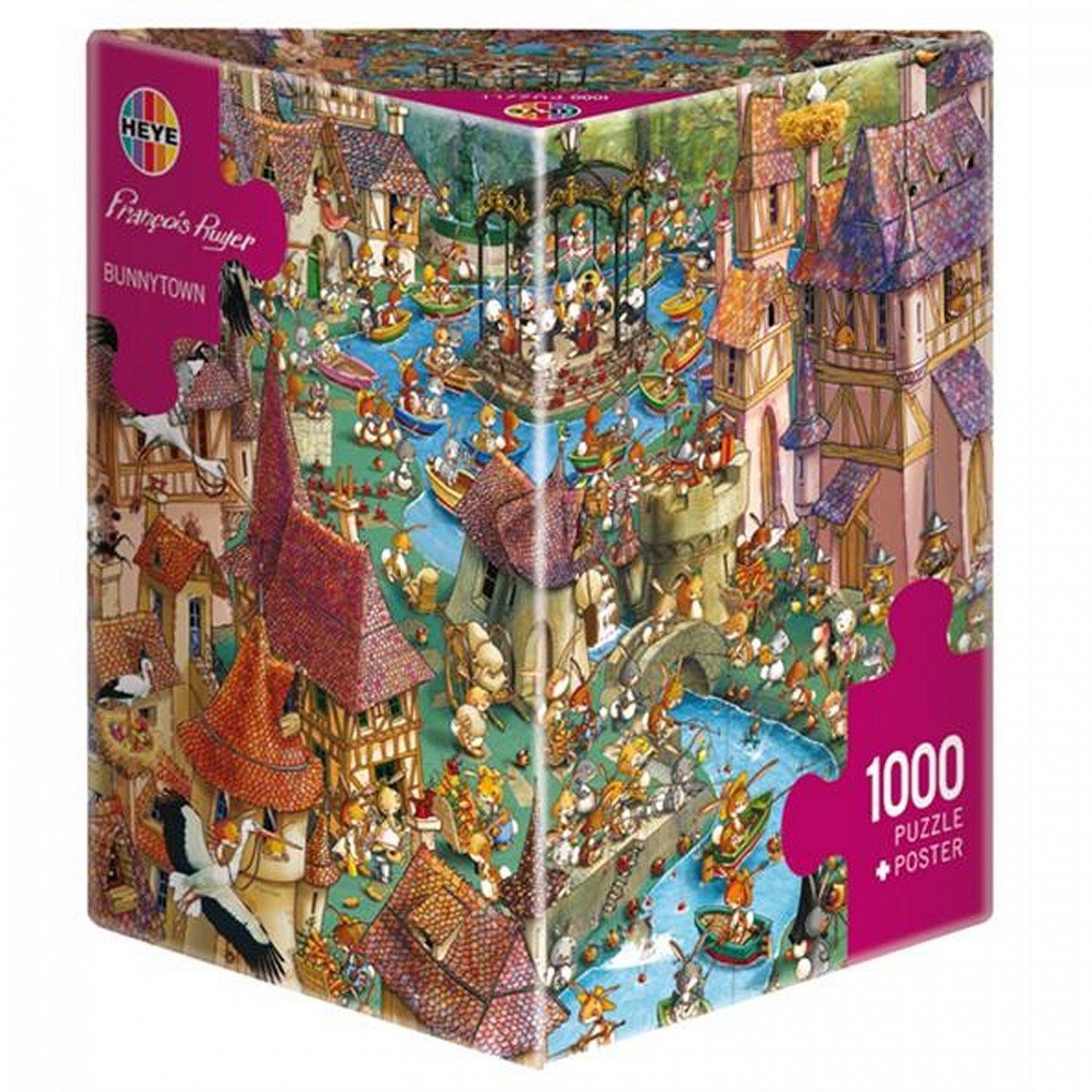 Heye Puzzle - 1000pcs Francois Ruyer : Bunnytown In A Triangle Box - 4001689294960 - CrystalLotus.eu