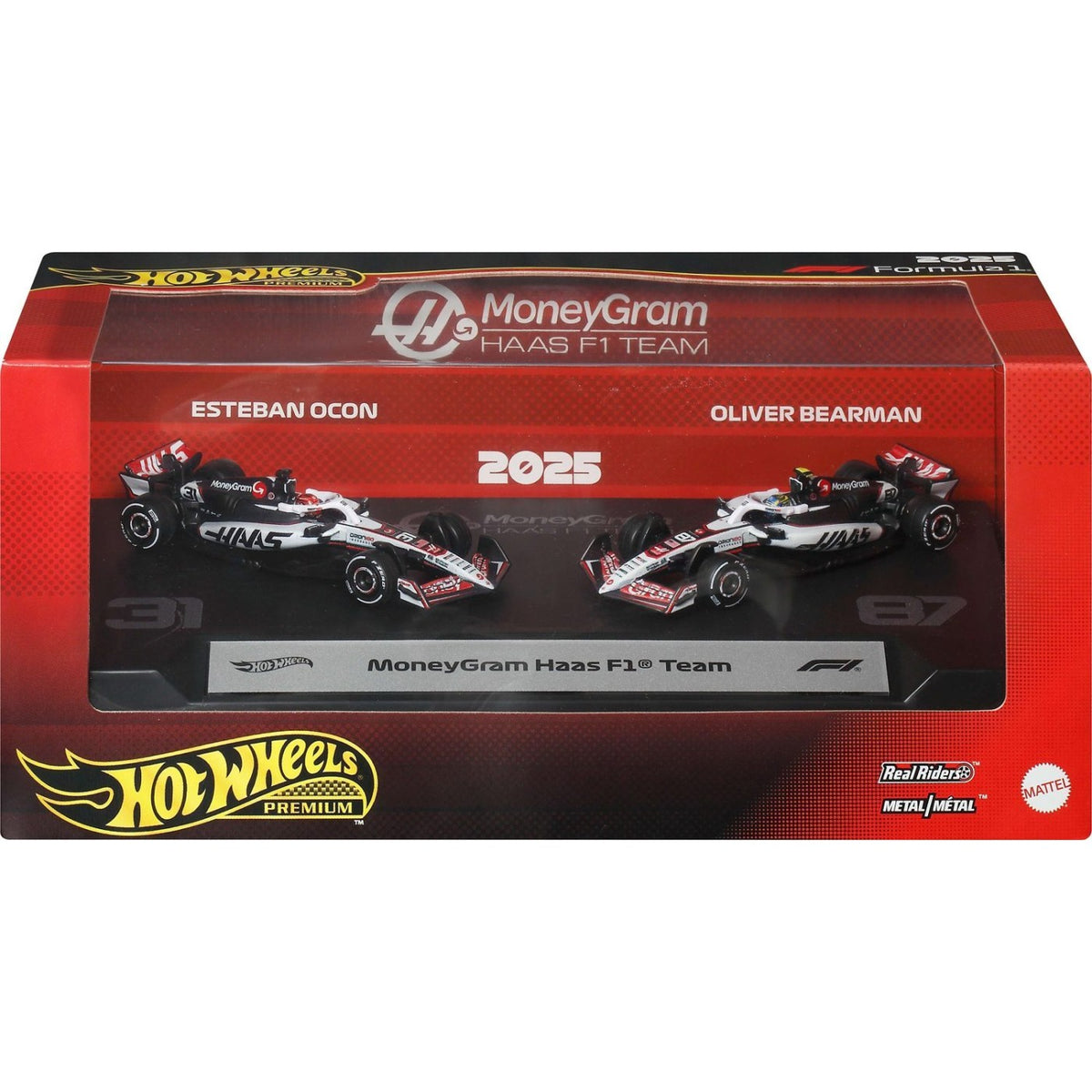 Mattel - Hot Wheels Premium - Formula 1 2025 - MoneyGram Haas F1 Team (JMM89-JMM97) - 194735381616 - crystallotus.eu