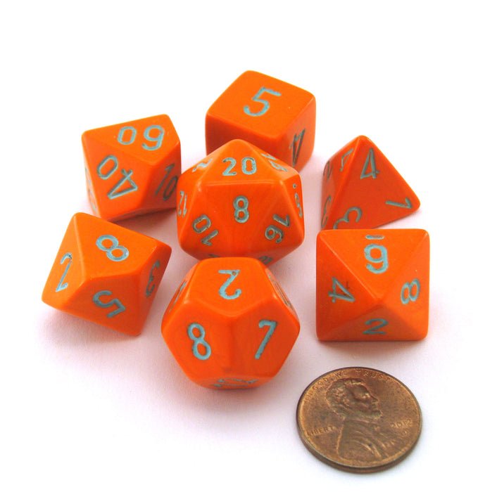 LAB dice - Wave 4 – Heavy Polyhedral Orange / Turquoise – 8 - Die Set CHX 30038 - 601982030223 - CrystalLotus.eu