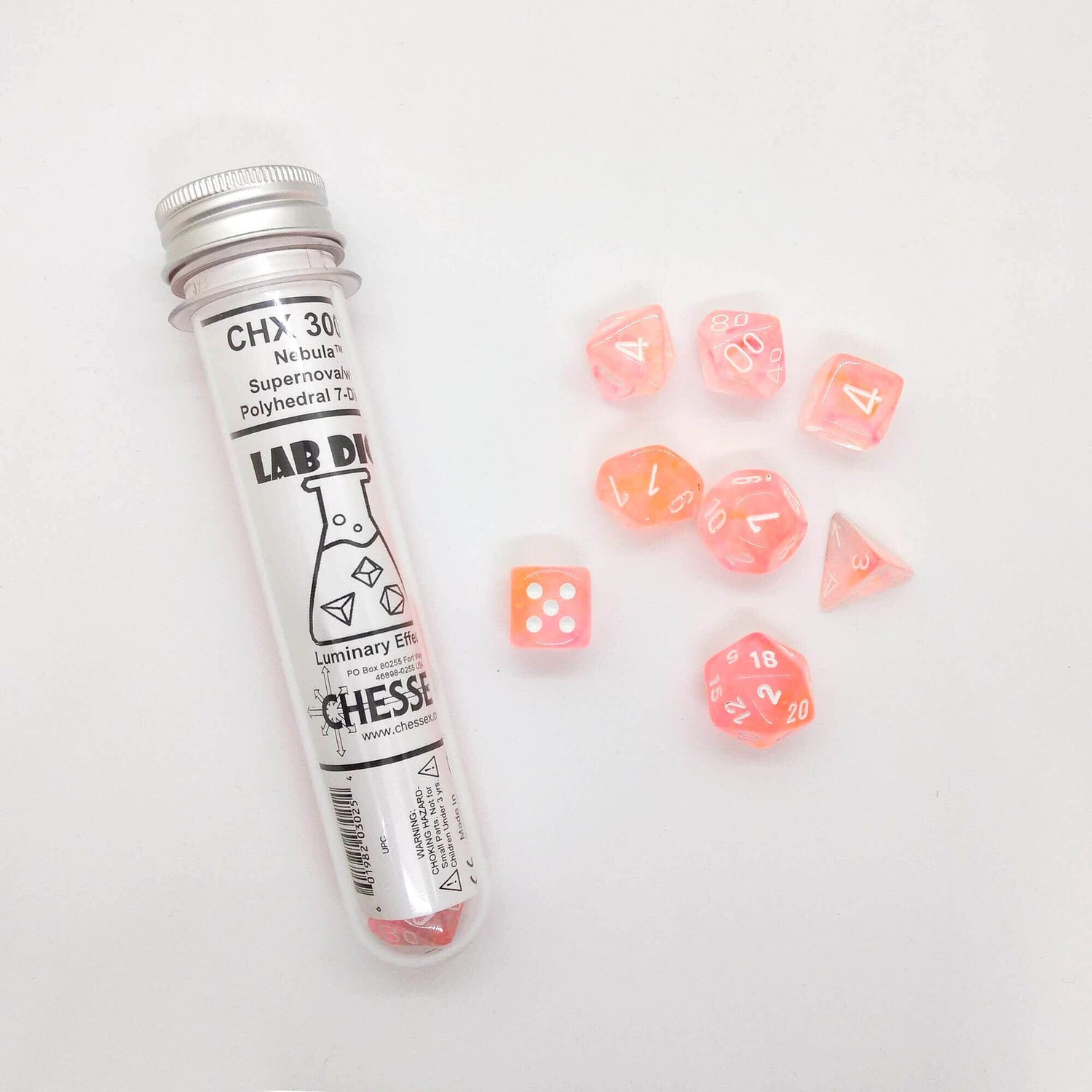 LAB dice - Wave 4 – Nebula Supernova White – 8 Die Set CHX 30041 - 601982030254 - CrystalLotus.eu