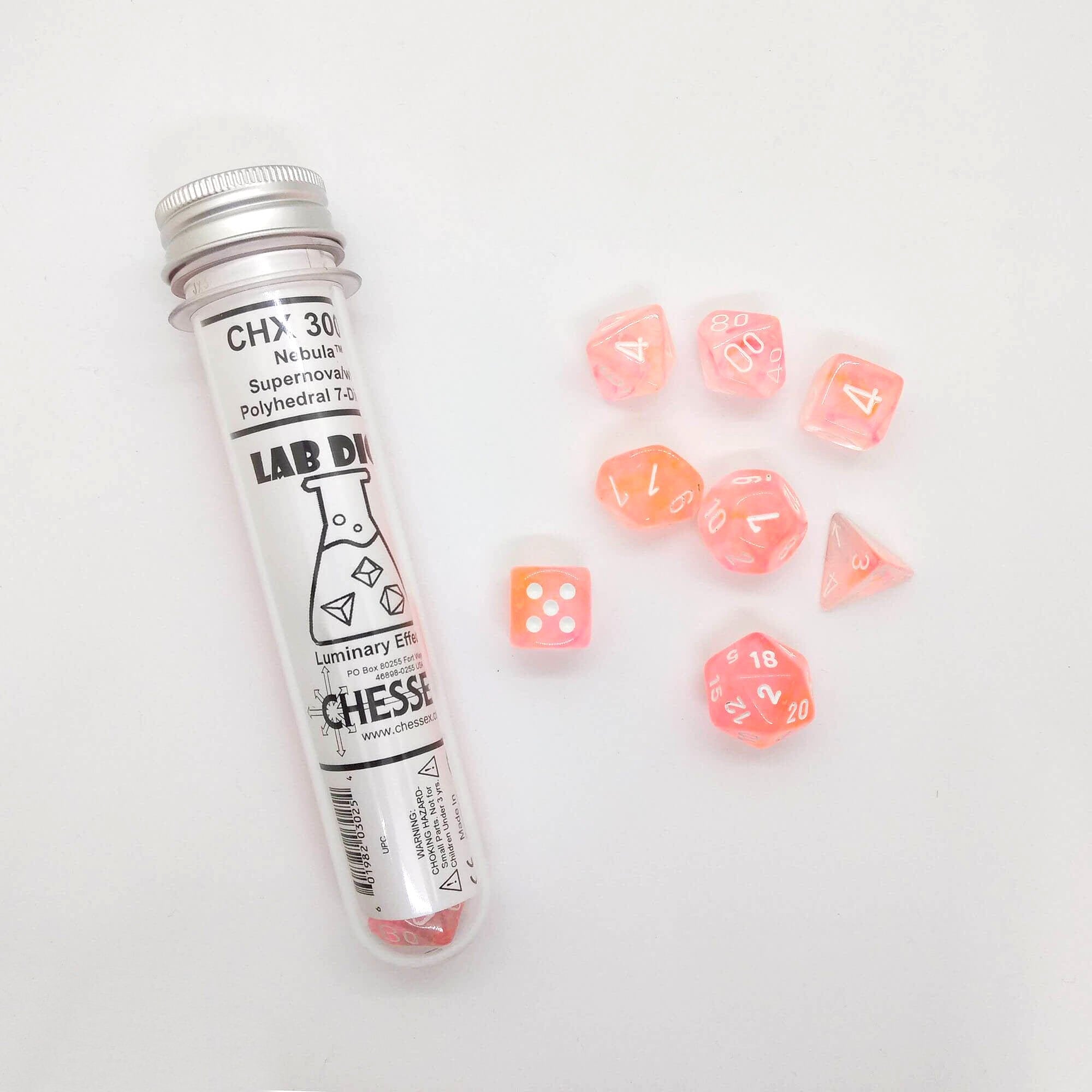 LAB dice - Wave 4 – Nebula Supernova White – 8 Die Set CHX 30041 - 601982030254 - CrystalLotus.eu