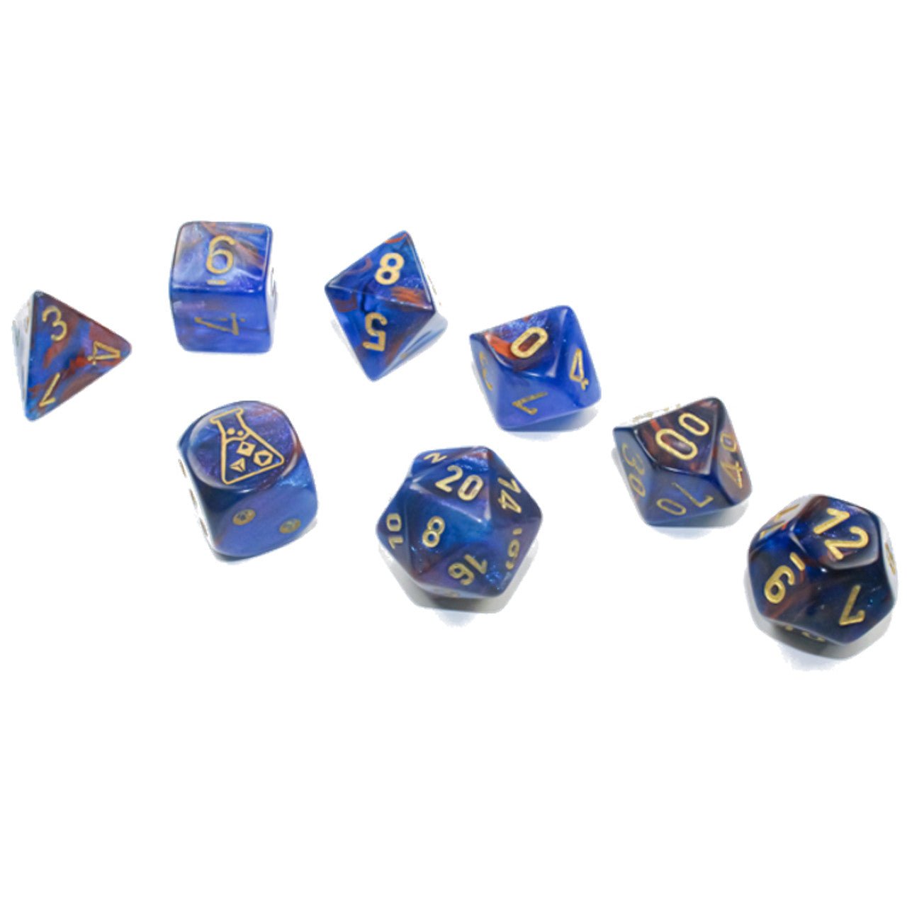 Lustrous Azurite/Gold Polyhedral 7 - Die Set - 601982038502 - CrystalLotus.eu