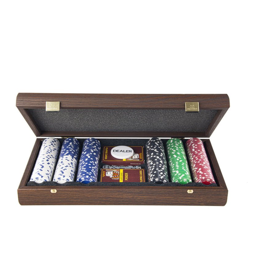 Luxury Poker Set in Dark Walnut Wooden Replica Handcrafted Case (by Manopoulos) - 5250000000068 - Crystal Lotus