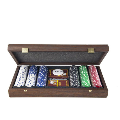 Luxury Poker Set in Dark Walnut Wooden Replica Handcrafted Case (by Manopoulos) - 5250000000068 - Crystal Lotus