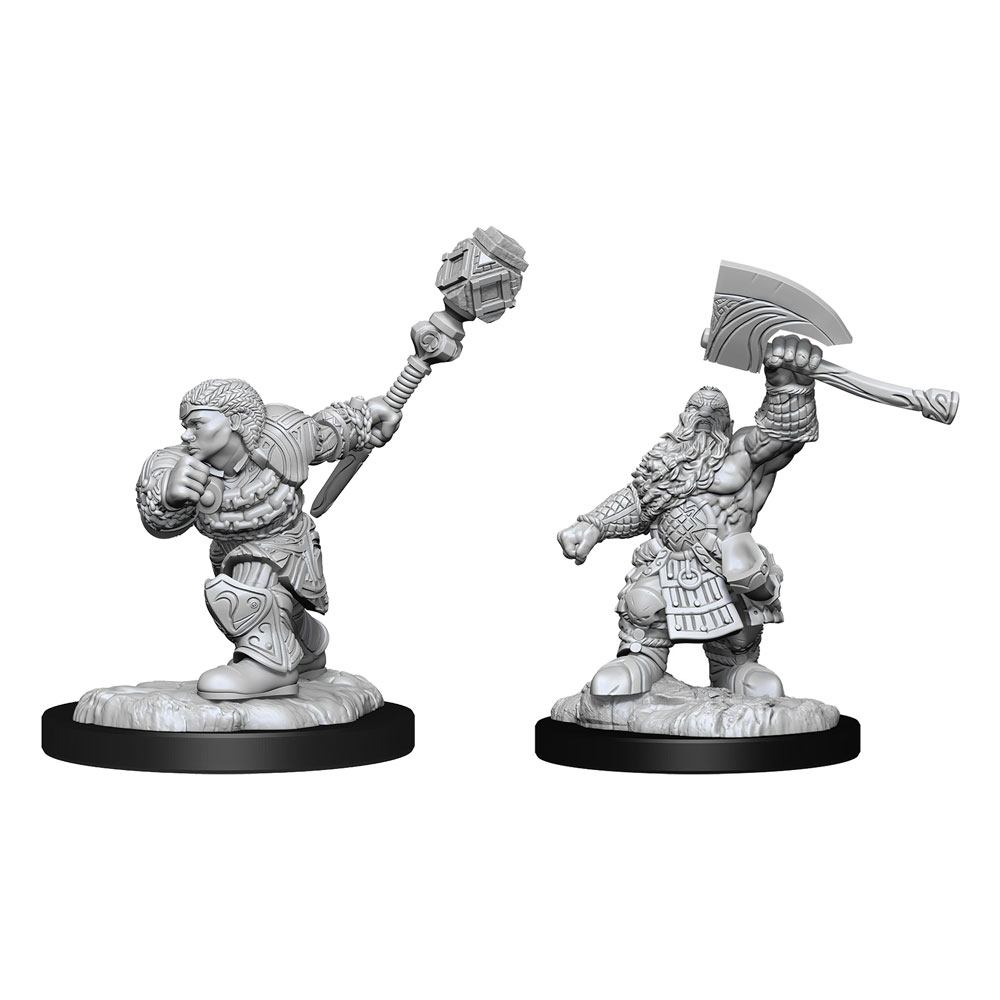 Magic the Gathering Unpainted Miniatures Dwarf Fighter &amp; Dwarf Cleric - 634482902769 - CrystalLotus.eu