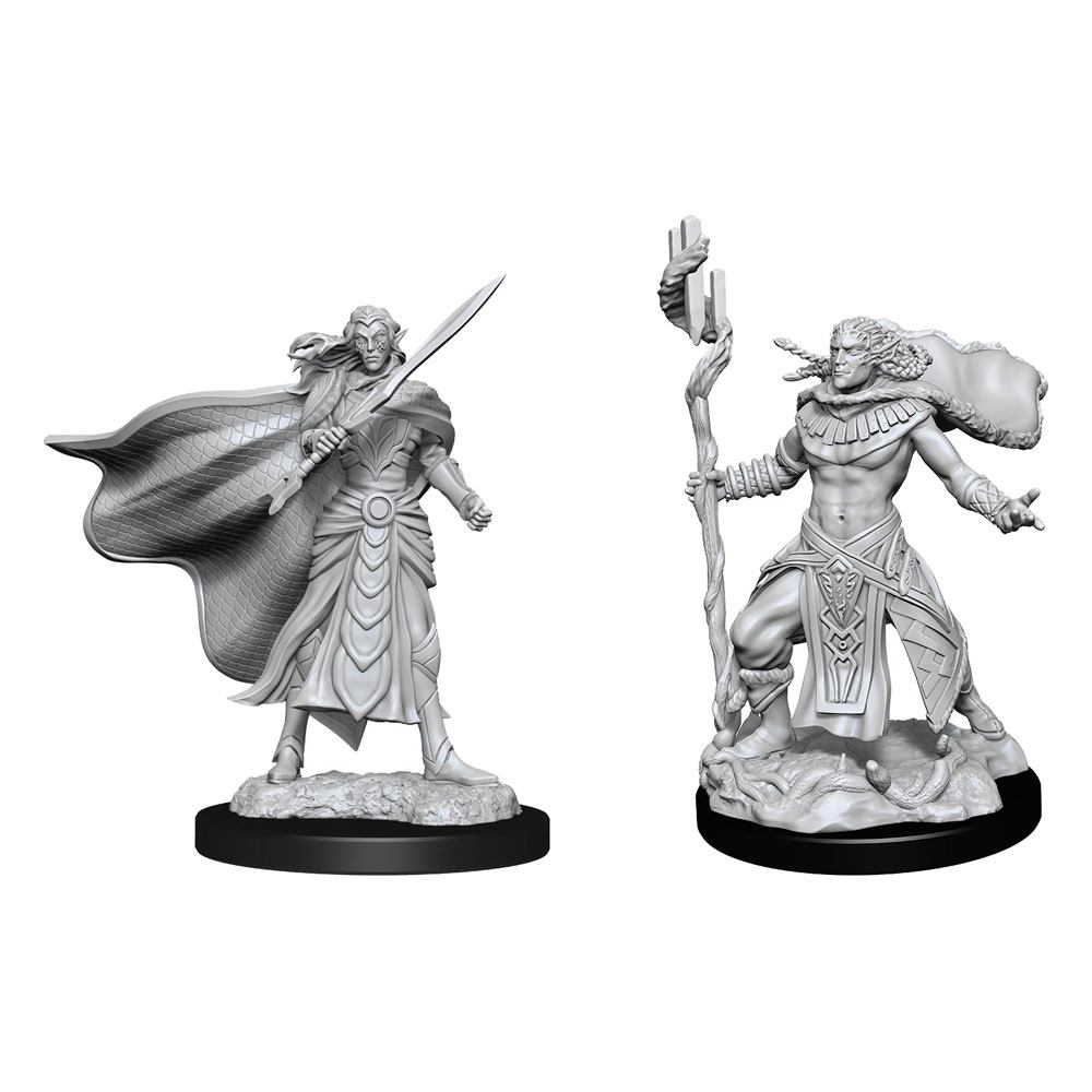 Magic the Gathering Unpainted Miniatures Elf Fighter &amp; Elf Cleric - 634482902790 - CrystalLotus.eu