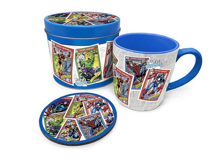 Marvel Mug with Coaster Retro Collectors Cards - 5050293855370 - CrystalLotus.eu