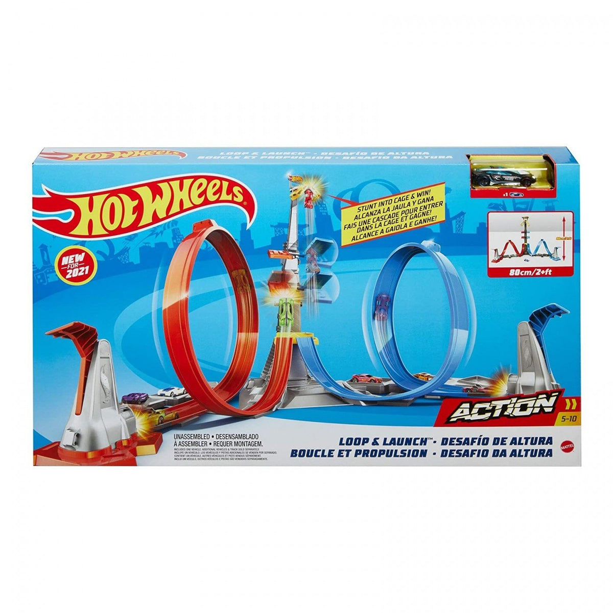 Mattel - Hot Wheels Πίστα Διπλή Εκτόξευση και Λούπ (GRW39) - 887961912791 - Crystal Lotus