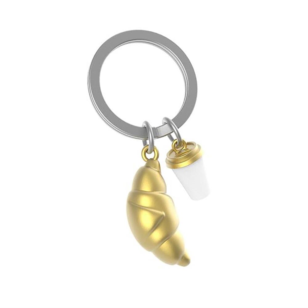 Metalmorphose Keychain - MTM134 - 01 - Fashion Croissant &amp; Coffee Cup Key Ring - 5404006052356 - Crystal Lotus