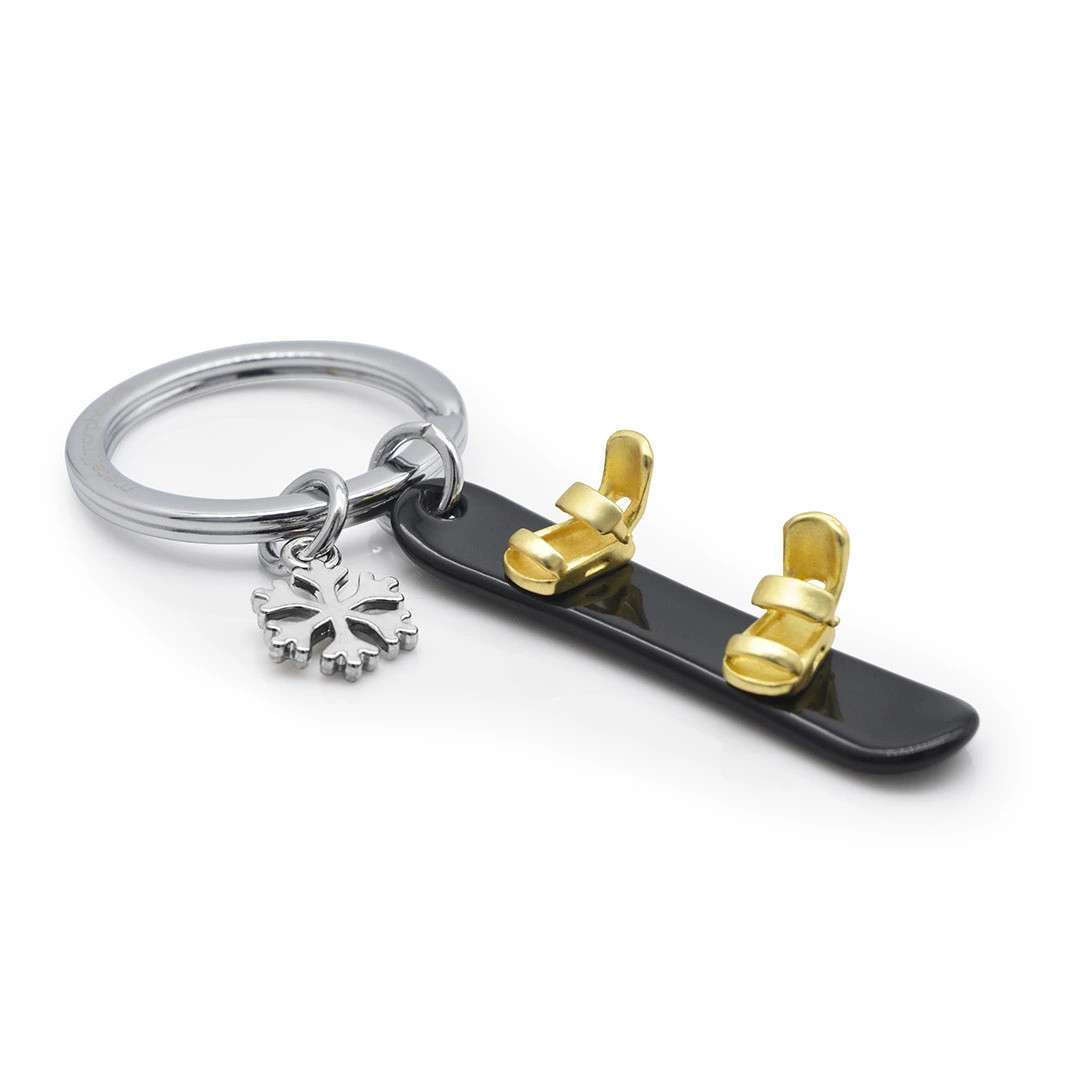 Metalmorphose Keychain - MTM148 - 01 - Snowboard with Snowflake Key Ring - 5404006052073 - Crystal Lotus