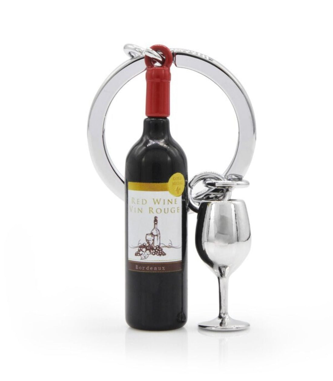 Metalmorphose Keychain - MTM301 - 01 - Red Wine &amp; Glass Key Ring - 5404006049783 - Crystal Lotus