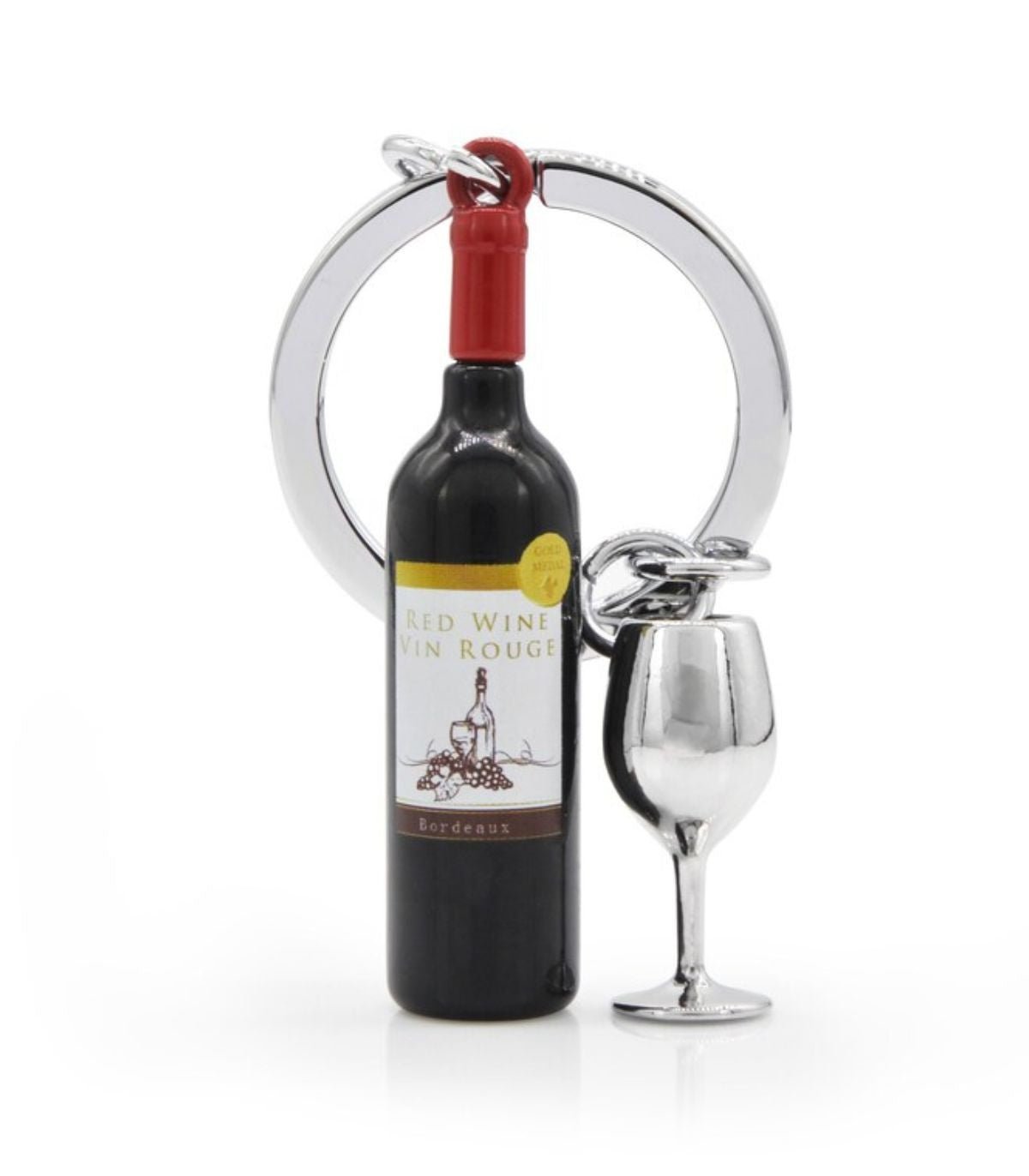Metalmorphose Keychain - MTM301 - 01 - Red Wine &amp; Glass Key Ring - 5404006049783 - Crystal Lotus