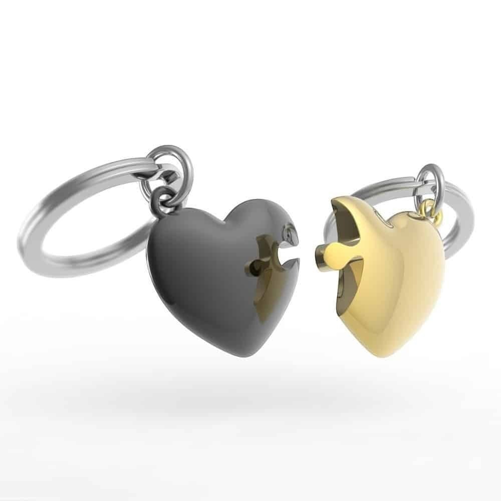 Metalmorphose Keychain - MTM306 - 01 - &quot;You And I Belong Together Like Missing Puzzle Pieces&quot; Heart Key Ring - 5404006049769 - Crystal Lotus