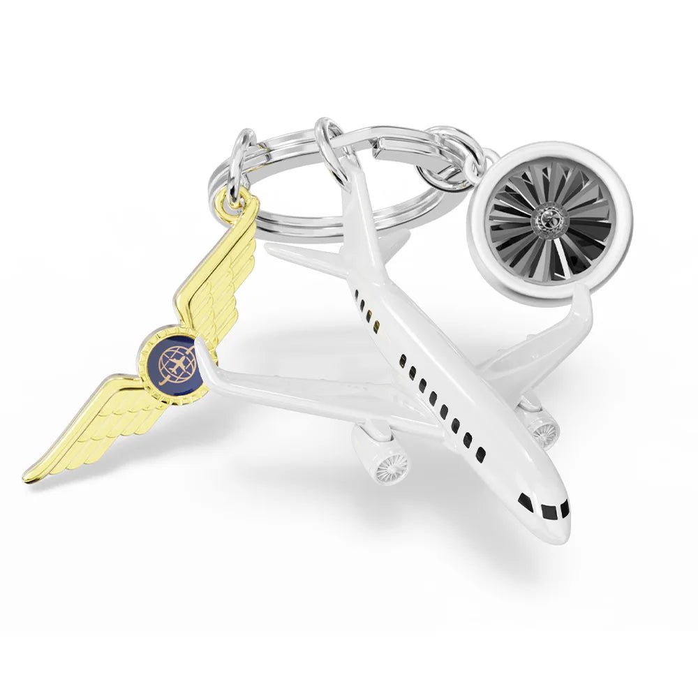 Metalmorphose Keychain - MTM372 - 01 - Airplane, Badge &amp; Engine Key Ring - 5404006065677 - Crystal Lotus