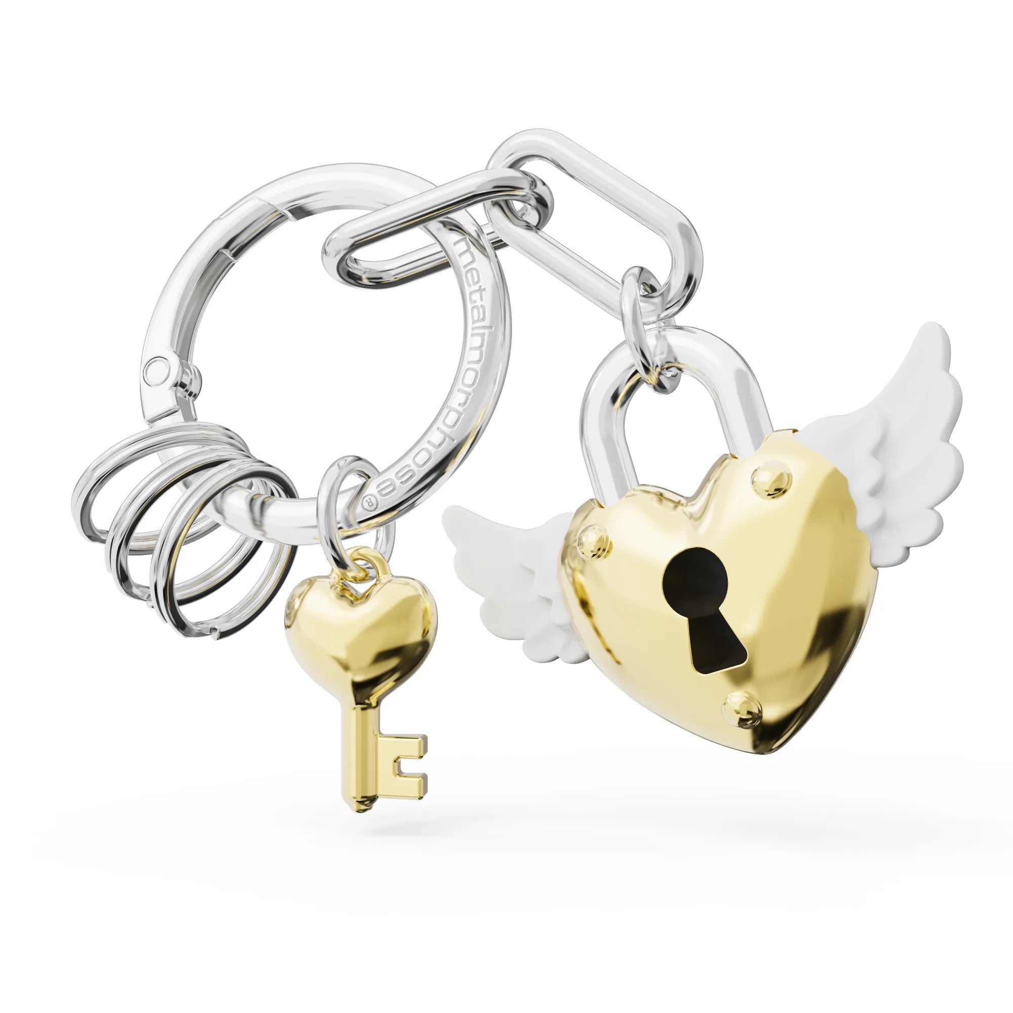 Metalmorphose Keychain - MTM417 - 02 - Gold Love Lock W Key - 5404006074044 - Crystal Lotus
